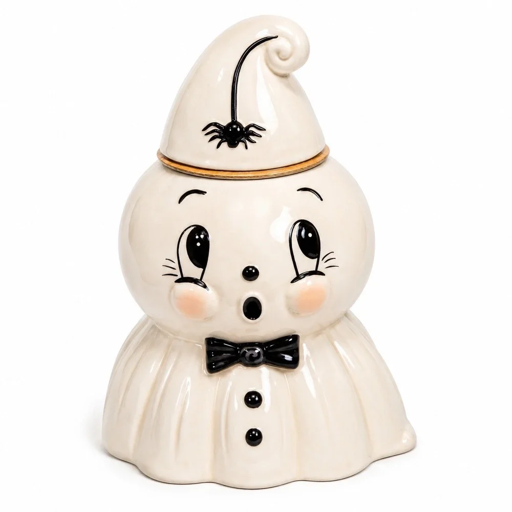 Johanna Parker Transpac Ghost Cookie Jar Large Ceramic White Halloween Vintage